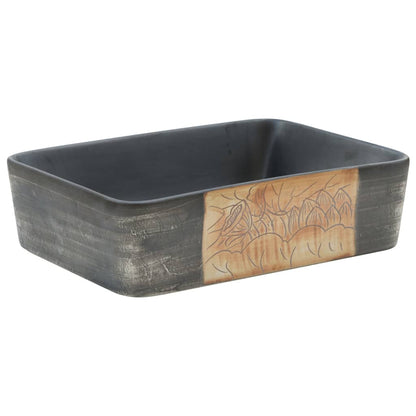 Baderomsvask Svart og Brun rektangulær 46x35,5x13 cm keramikk