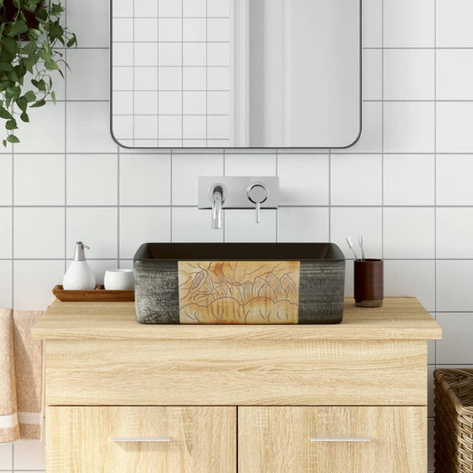 Baderomsvask Svart og Brun rektangulær 46x35,5x13 cm keramikk