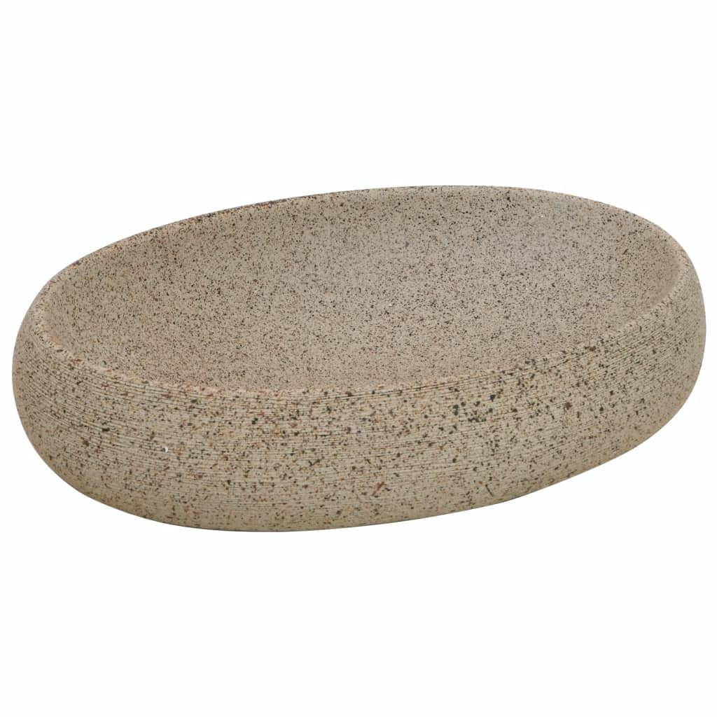 Baderomsvask sand oval 59x40x15 cm keramikk