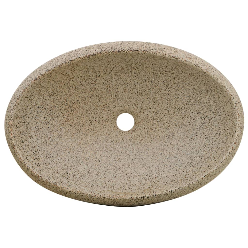 Baderomsvask sand oval 59x40x15 cm keramikk