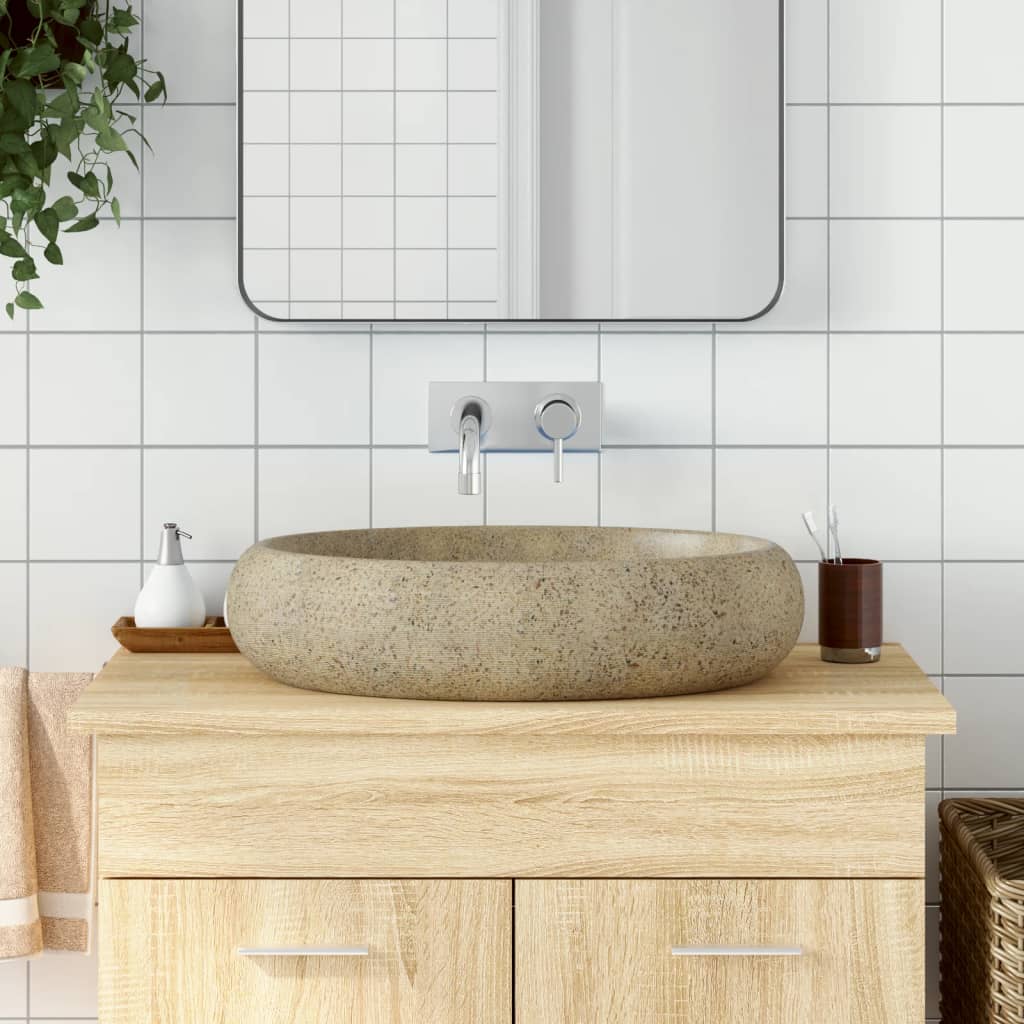 Baderomsvask sand oval 59x40x15 cm keramikk