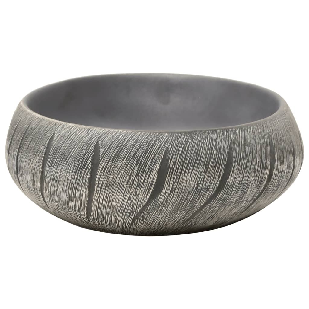 Baderomsvask Svart og Grå oval 59x40x15 cm keramikk