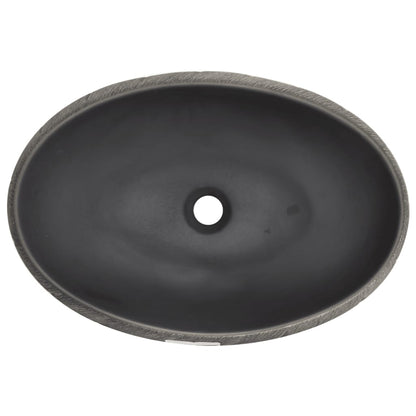 Baderomsvask Svart og Grå oval 59x40x15 cm keramikk