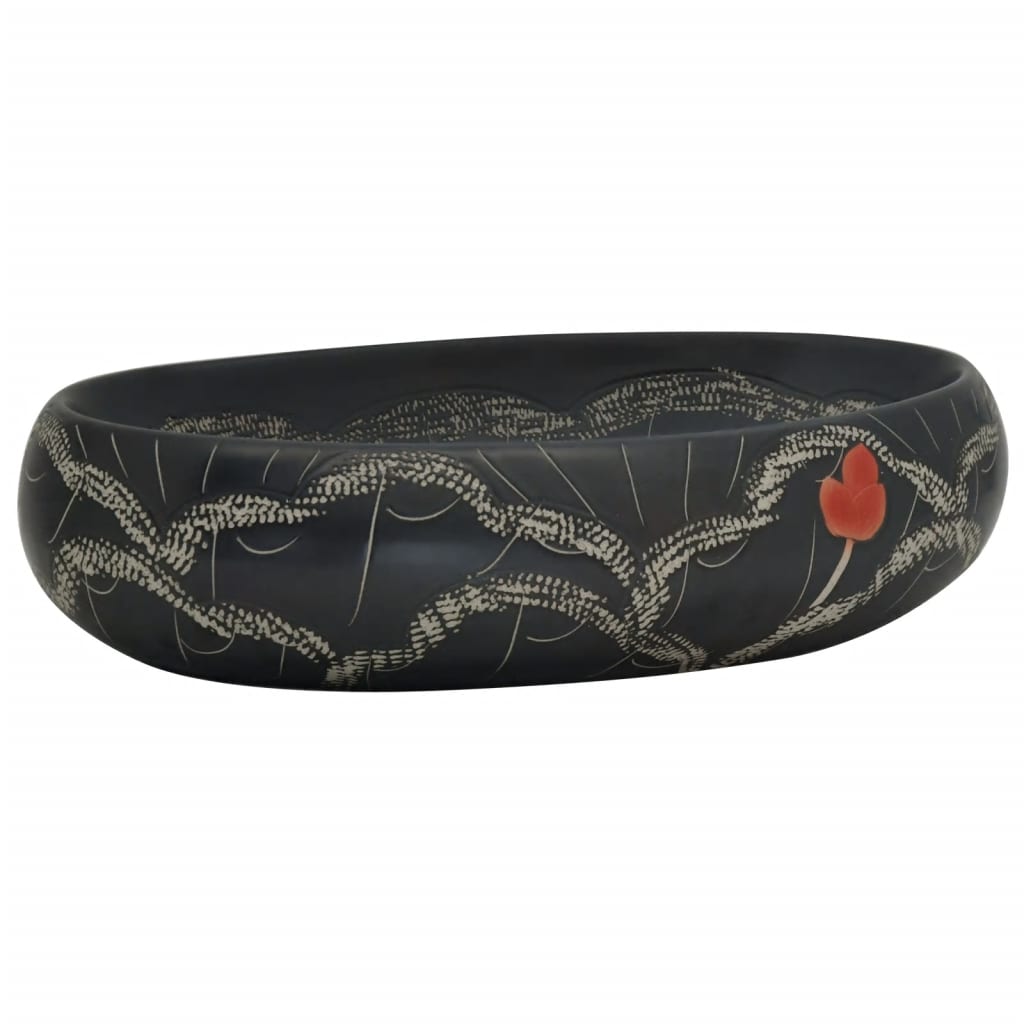Baderomsvask Svart oval 59x40x15 cm keramikk