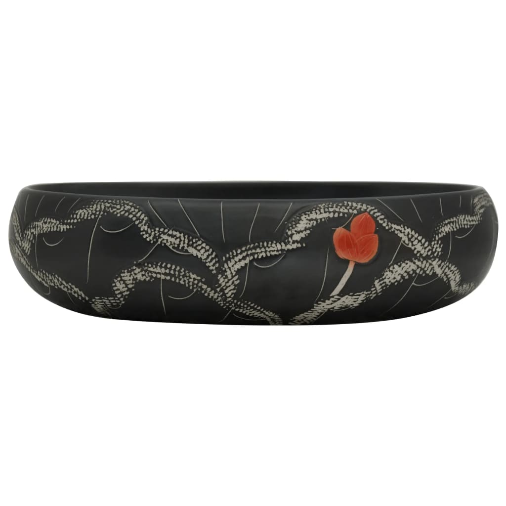 Baderomsvask Svart oval 59x40x15 cm keramikk
