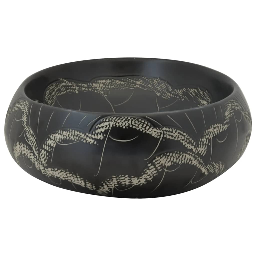 Baderomsvask Svart oval 59x40x15 cm keramikk