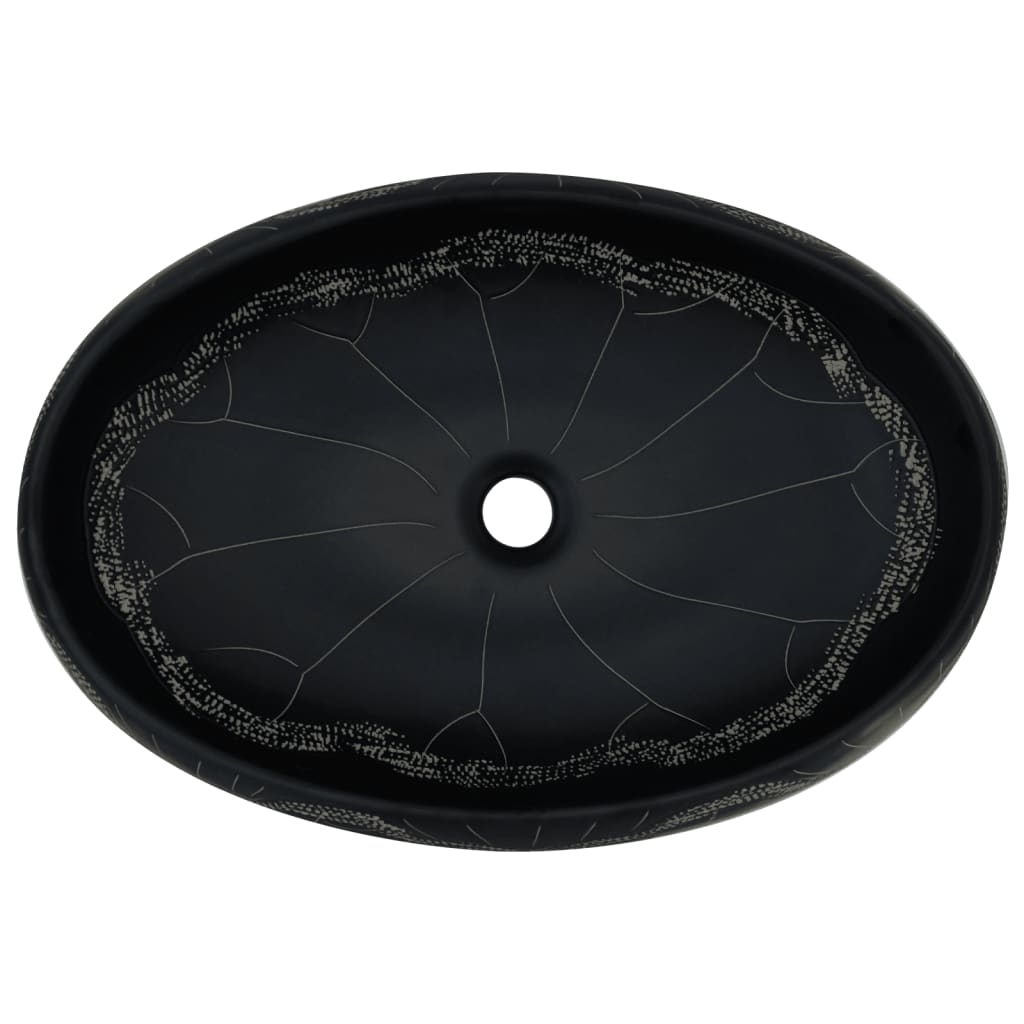 Baderomsvask Svart oval 59x40x15 cm keramikk