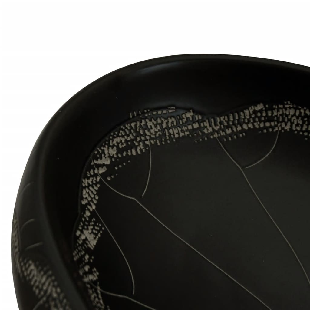 Baderomsvask Svart oval 59x40x15 cm keramikk