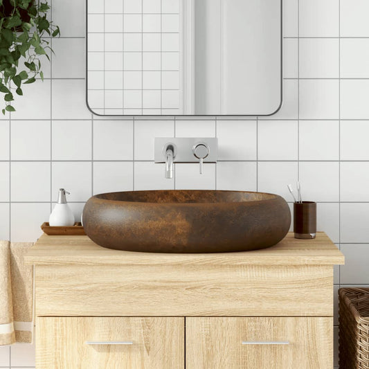 Baderomsvask Brun oval 59x40x15 cm keramikk