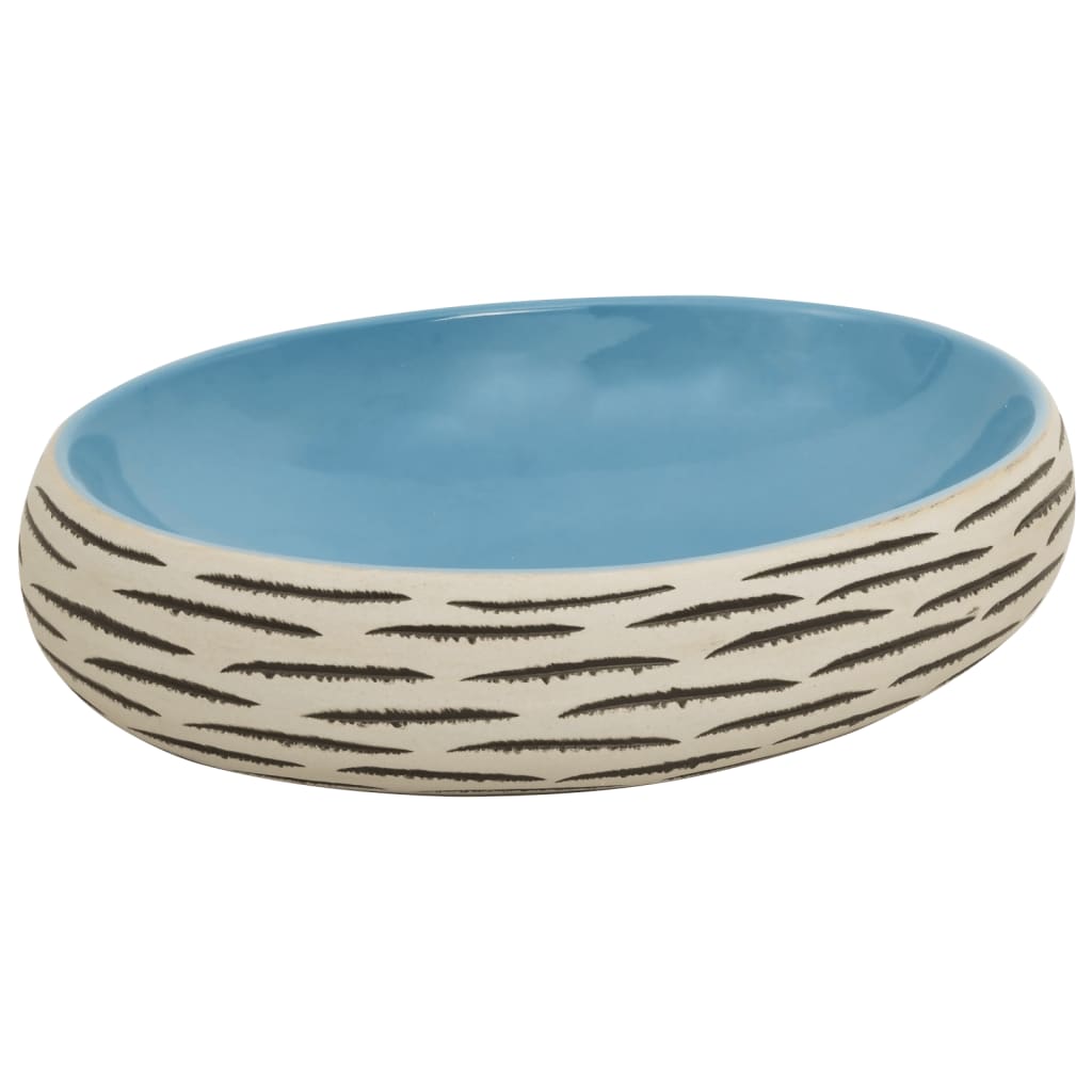 Baderomsvask flerfarget oval 59x40x15 cm keramikk