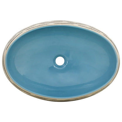 Baderomsvask flerfarget oval 59x40x15 cm keramikk