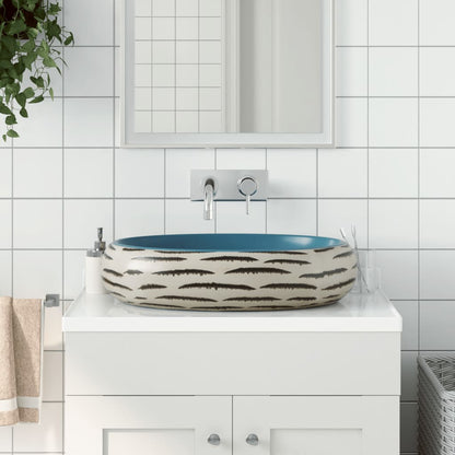 Baderomsvask flerfarget oval 59x40x15 cm keramikk