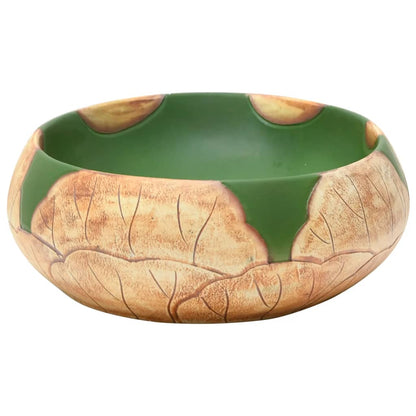 Baderomsvask grønn og Brun oval 59x40x15 cm keramikk