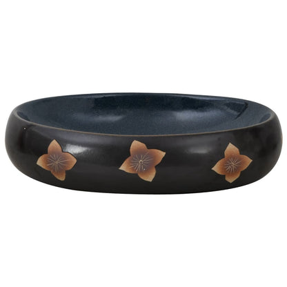 Baderomsvask Svart og blå oval 59x40x15 cm keramikk