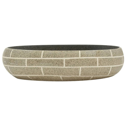 Baderomsvask flerfarget oval 59x40x15 cm keramikk