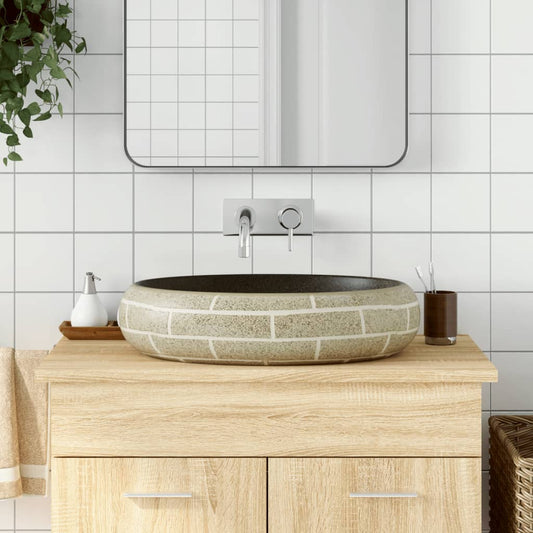 Baderomsvask flerfarget oval 59x40x15 cm keramikk