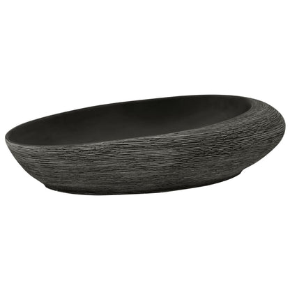 Baderomsvask Grå og Svart oval 59x40x14 cm keramikk