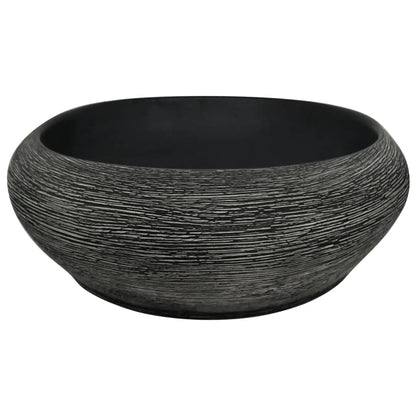 Baderomsvask Grå og Svart oval 59x40x14 cm keramikk
