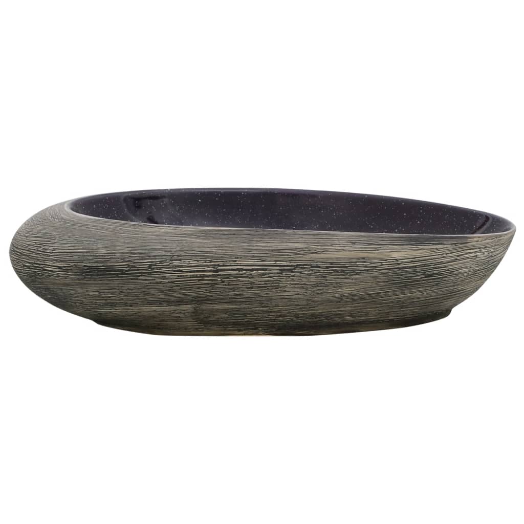 Baderomsvask lilla og Grå oval 59x40x14 cm keramikk
