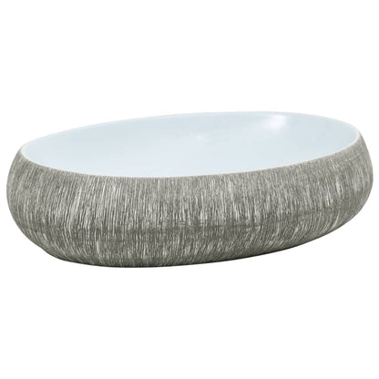 Baderomsvask Grå og blå oval 59x40x15 cm keramikk
