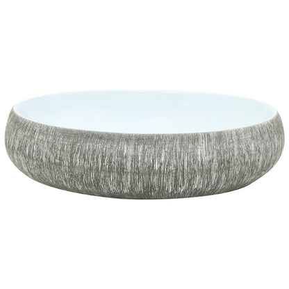 Baderomsvask Grå og blå oval 59x40x15 cm keramikk