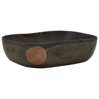 Baderomsvask Svart rektangulær 48x37,5x13,5 cm keramikk