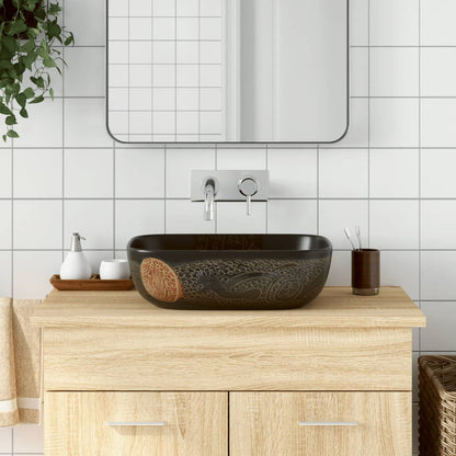 Baderomsvask Svart rektangulær 48x37,5x13,5 cm keramikk