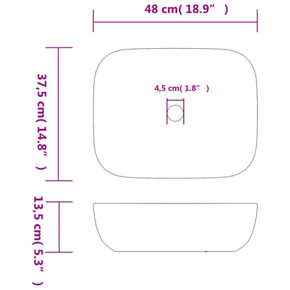 Baderomsvask flerfarget rektangulær 48x37,5x13,5 cm keramikk