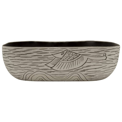 Baderomsvask Grå og Svart rektangulær 48x37,5x13,5 cm keramikk