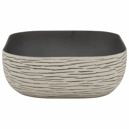 Baderomsvask Grå og Svart rektangulær 48x37,5x13,5 cm keramikk