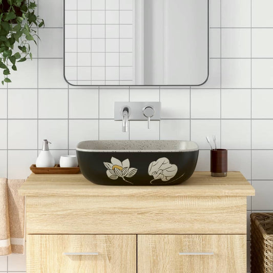 Baderomsvask Grå og Svart rektangulær 48x37,5x13,5 cm keramikk