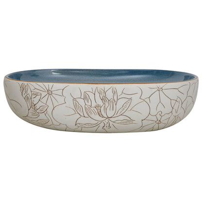 Baderomsvask sand og blå oval 59x40x14 cm keramikk