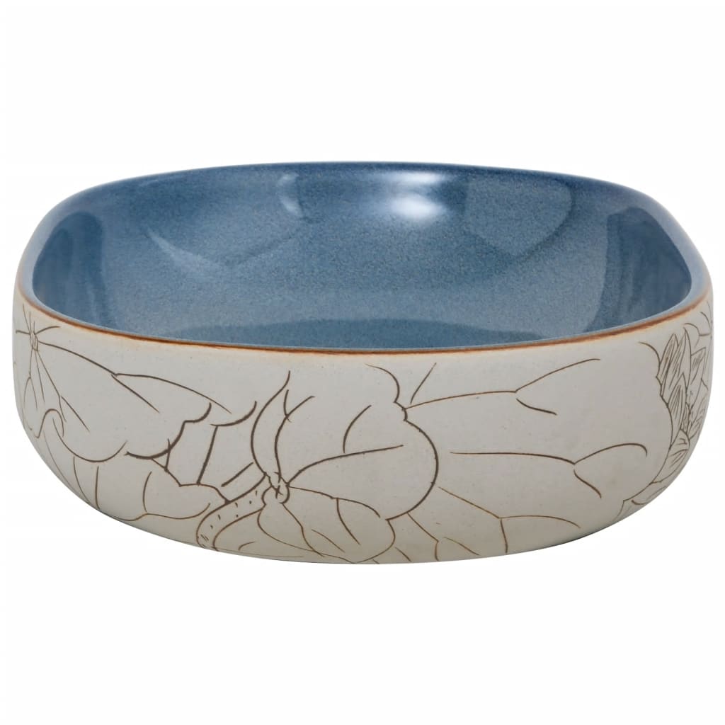 Baderomsvask sand og blå oval 59x40x14 cm keramikk