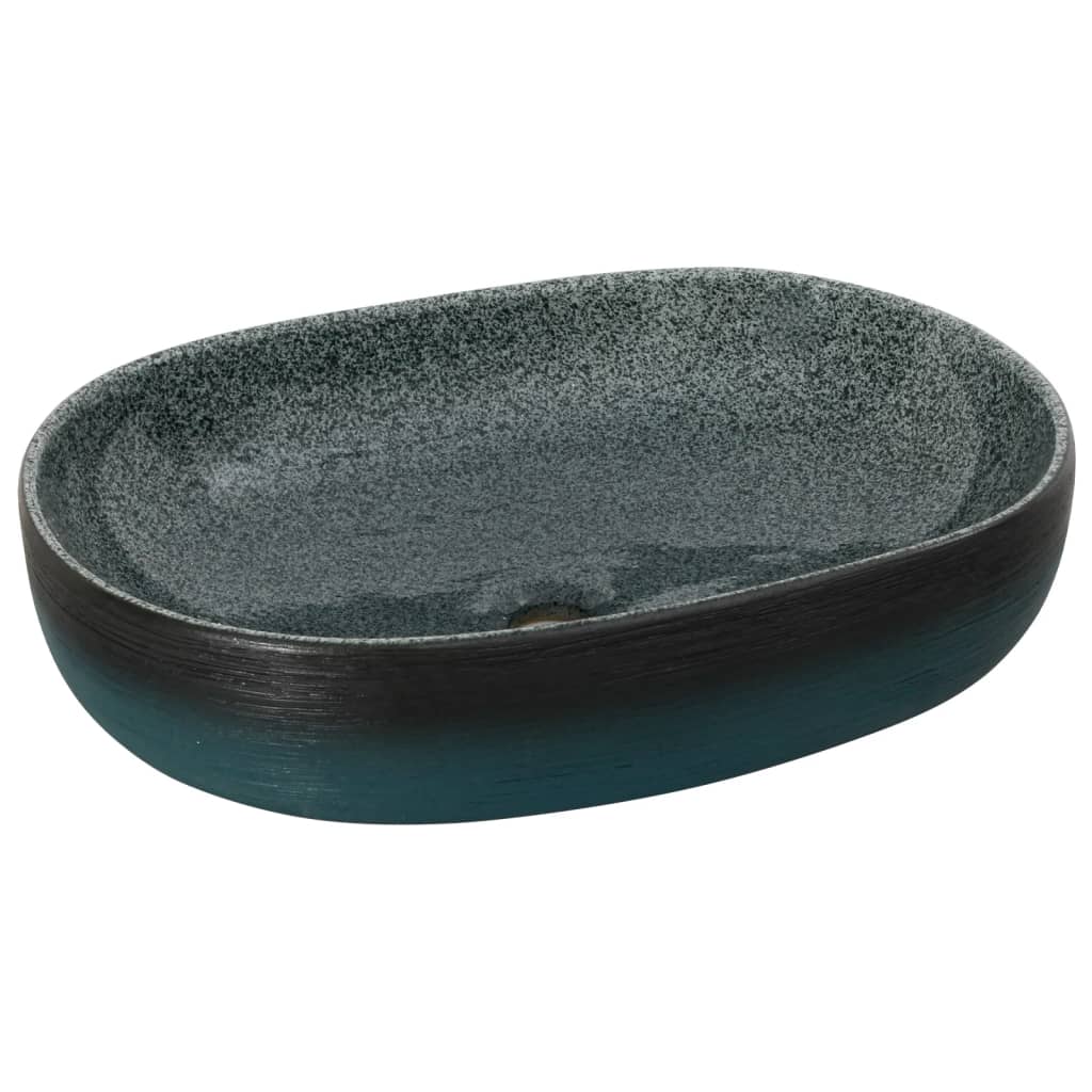 Baderomsvask turkis oval 59x40x14 cm keramikk