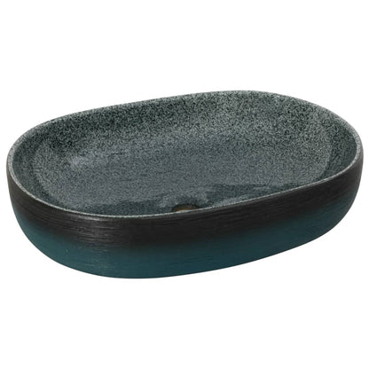 Baderomsvask turkis oval 59x40x14 cm keramikk