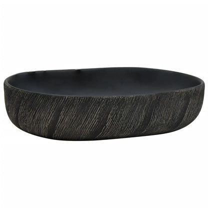 Baderomsvask Svart oval 59x40x14 cm keramikk