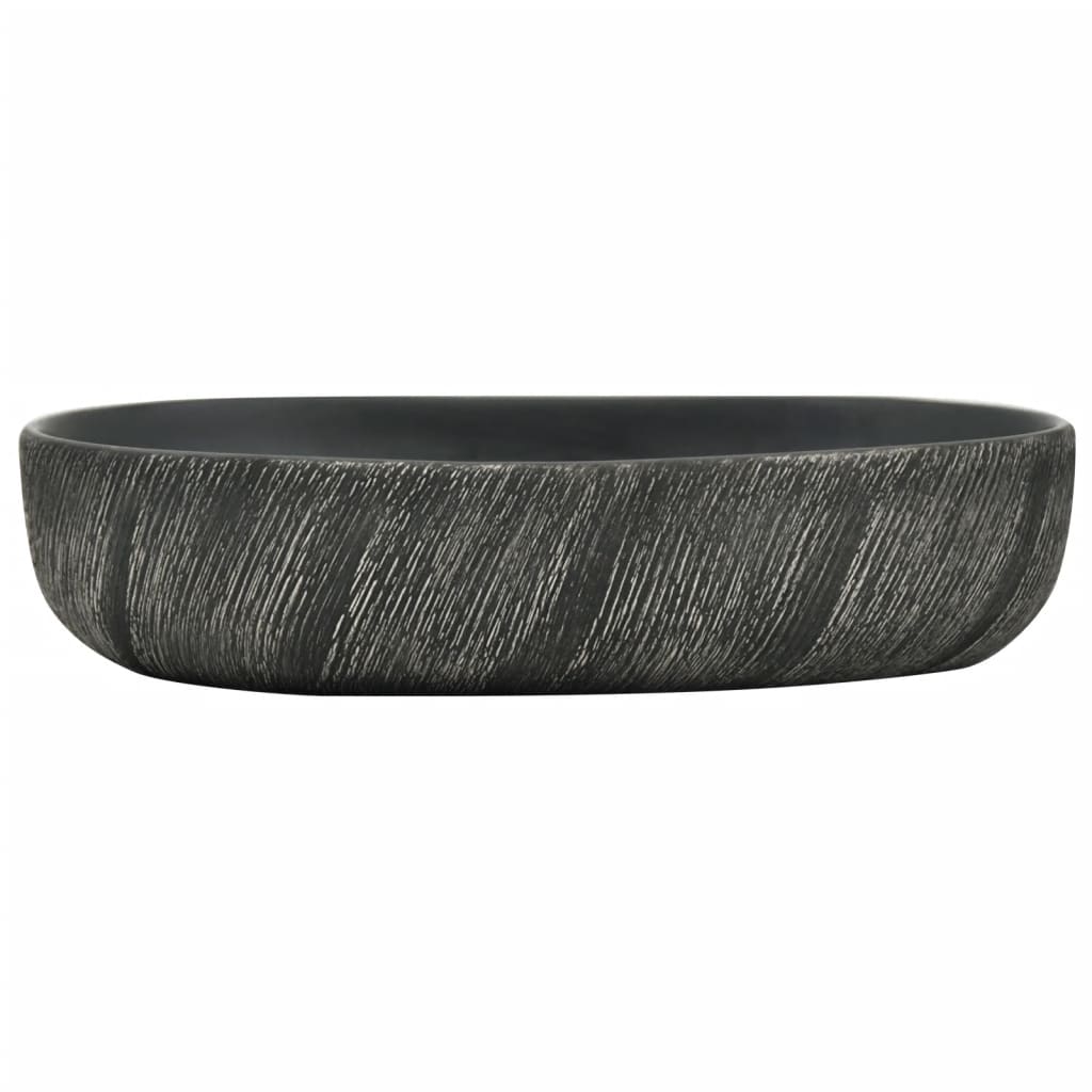 Baderomsvask Svart oval 59x40x14 cm keramikk