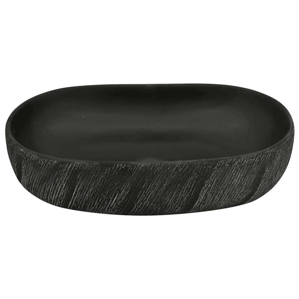 Baderomsvask Svart oval 59x40x14 cm keramikk