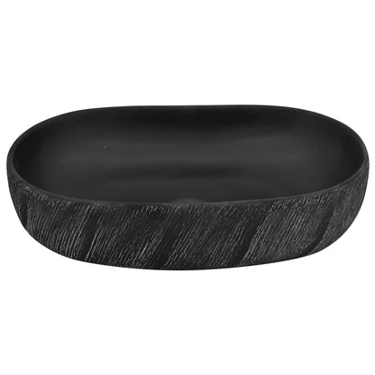 Baderomsvask Svart oval 59x40x14 cm keramikk