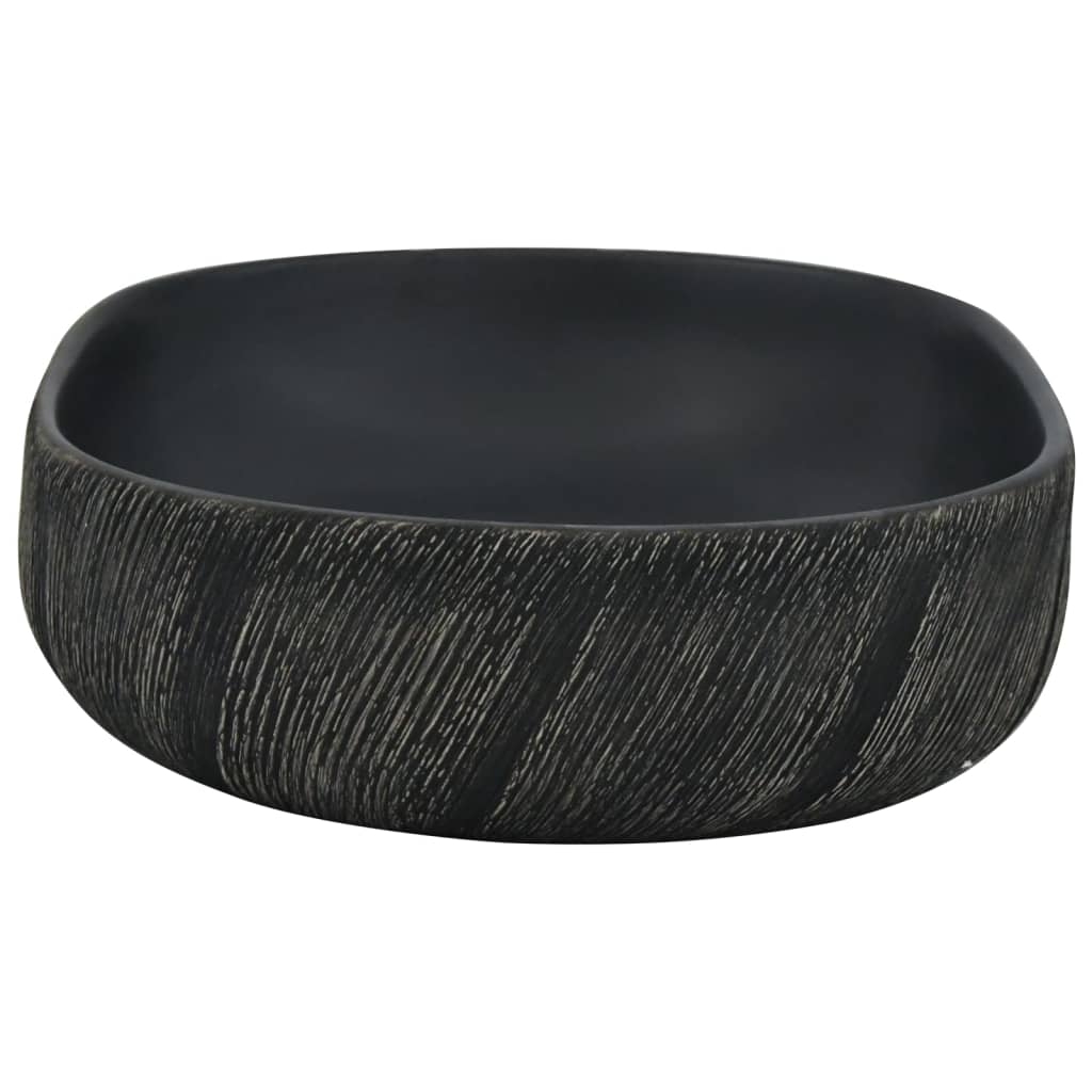 Baderomsvask Svart oval 59x40x14 cm keramikk