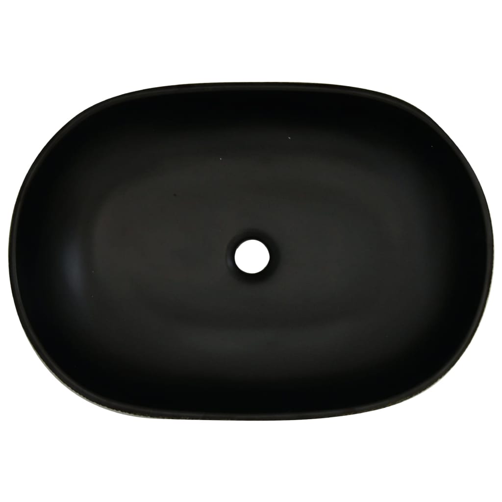 Baderomsvask Svart oval 59x40x14 cm keramikk