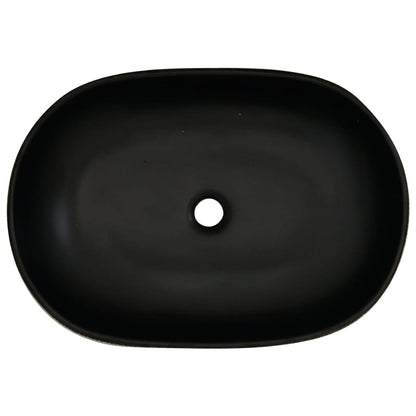 Baderomsvask Svart oval 59x40x14 cm keramikk