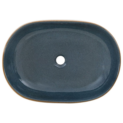 Baderomsvask sand og blå oval 59x40x14 cm keramikk