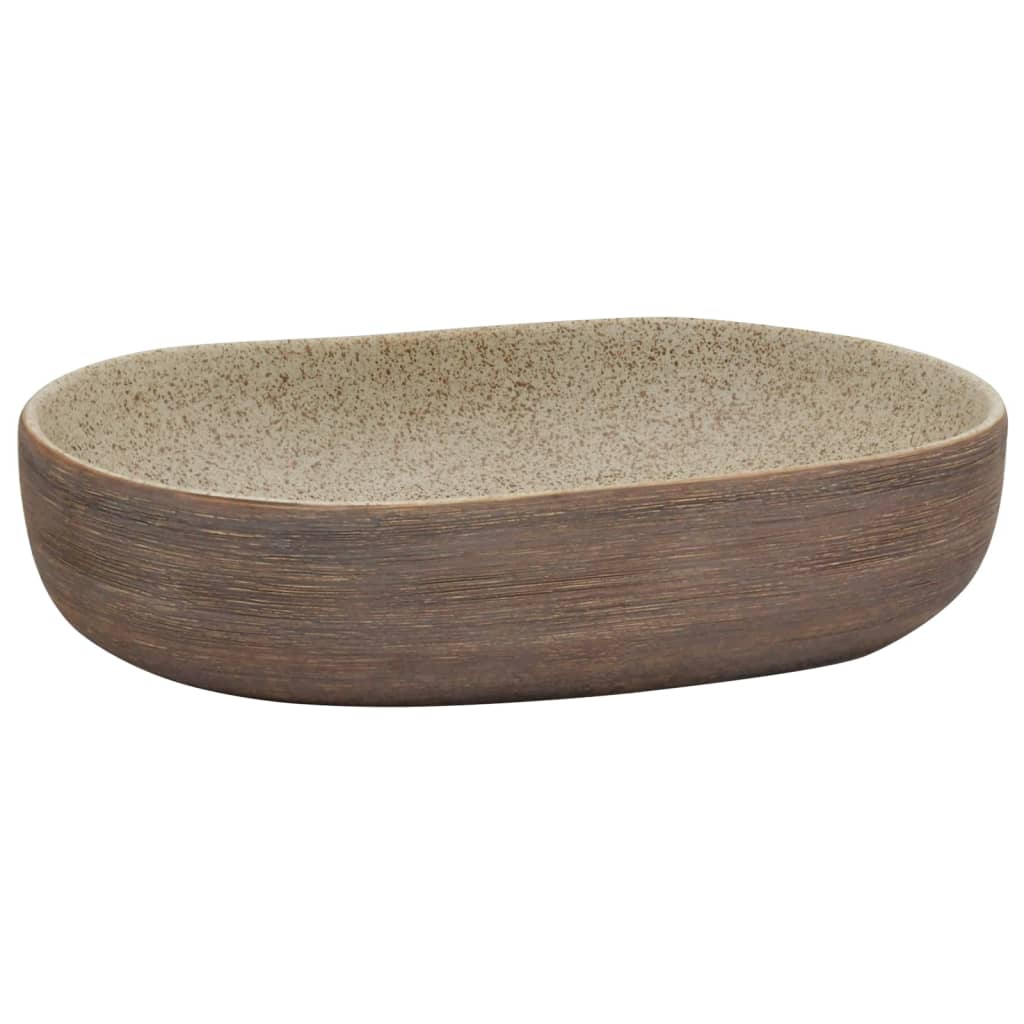 Baderomsvask sand og Brun oval 59x40x14 cm keramikk