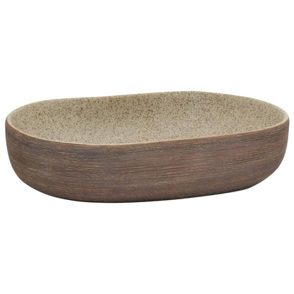 Baderomsvask sand og Brun oval 59x40x14 cm keramikk