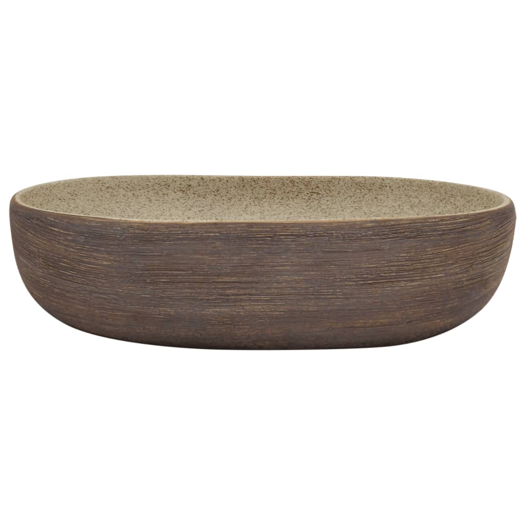Baderomsvask sand og Brun oval 59x40x14 cm keramikk