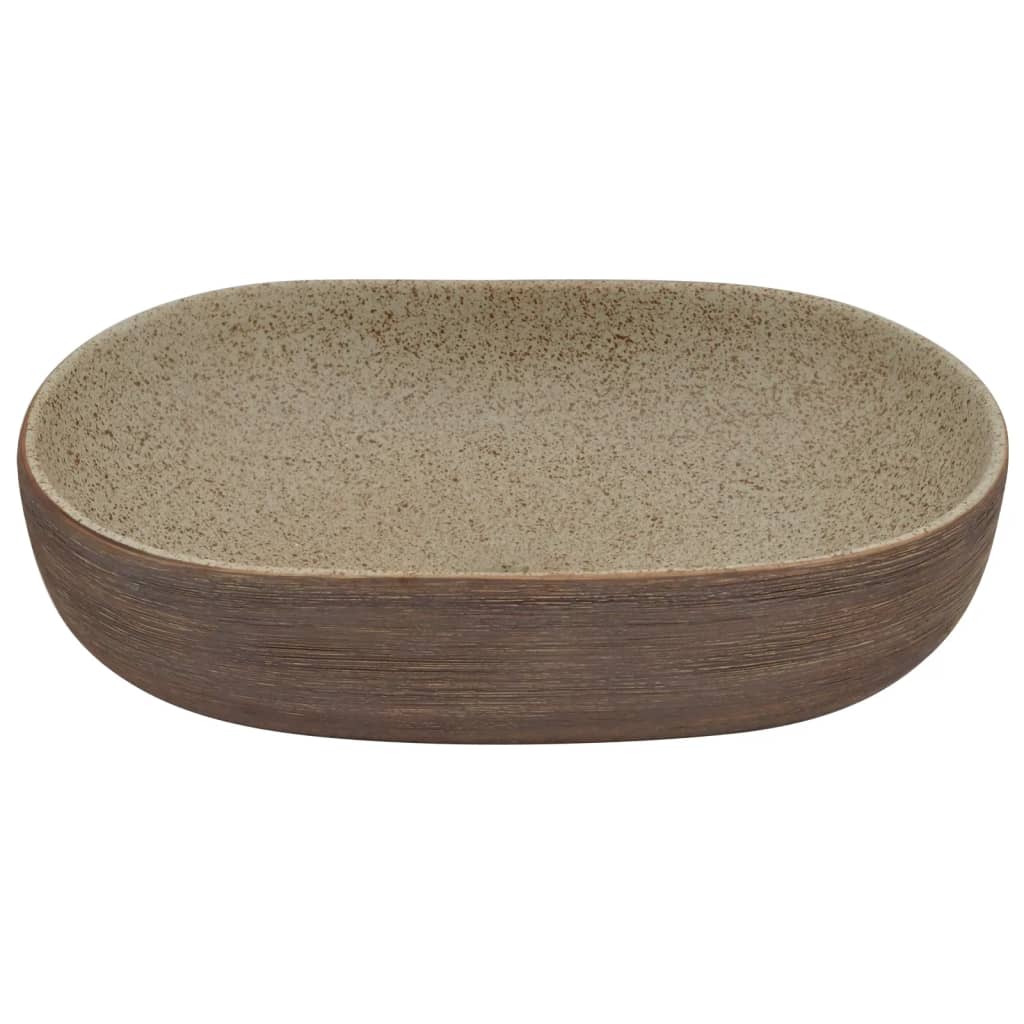 Baderomsvask sand og Brun oval 59x40x14 cm keramikk