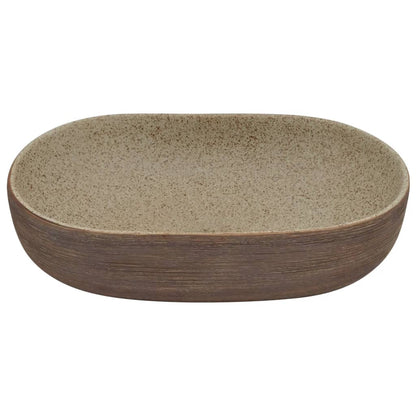 Baderomsvask sand og Brun oval 59x40x14 cm keramikk
