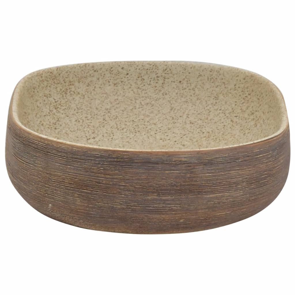 Baderomsvask sand og Brun oval 59x40x14 cm keramikk