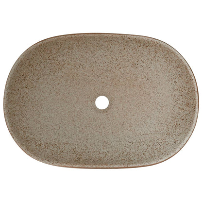 Baderomsvask sand og Brun oval 59x40x14 cm keramikk